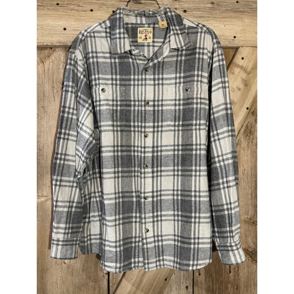 RED HEAD Men's Size XL Collar Button Down Long Sleeve Flannel Shirt 100% Cotton